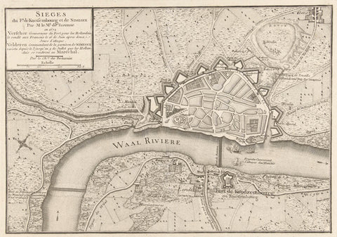 Map of Nijmegen and the fort Knodsenburg, conquered by the French in 1672, anonymous, 1780 - 1782 Canvas Print