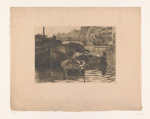 Peat ships at the Keizersbrug in Amsterdam, Willem Witsen, c. 1911 Canvas Print