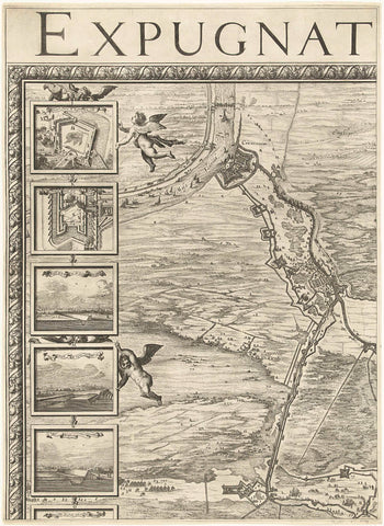 Large map of the siege of Den Bosch by Frederik Hendrik (top left page), 1629, Balthasar Florisz. of Berckenrode, 1629 Canvas Print