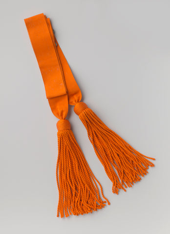 Sash of orange ripslint, with two silver-plated buckles and end brushes of thick and long cord, with a head in the shape of a hemisphere; salvaged in a box (b), anonymous, 1885 Canvas Print