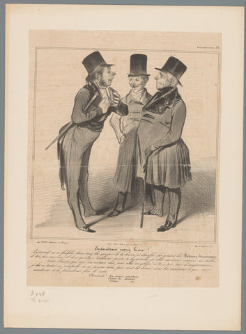 Robert Macaire and Bertrand persuade baron to join them, Honoré Daumier, 1838 Canvas Print