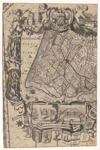 Inzetkaart van het Hoogheemraadschap van Delfland, Coenraet Decker, in or before 1678 Canvas Print