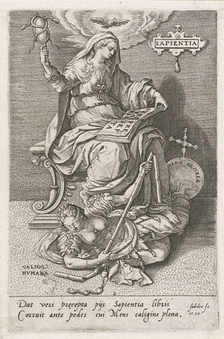 Wisdom (Sapientia) overcomes Human Bewilderment (Caligo Humana), Johann Sadeler (I), 1579 Canvas Print