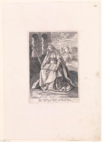 Saint Justina, Johann Sadeler (I), 1583 - 1587 Canvas Print