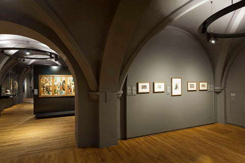 Room HG-0.3 basement west: exhibition A new art: German and Dutch engravings, 1450-1500, left room with Polyhedron with the seven works of mercy, 2013 Canvas Print