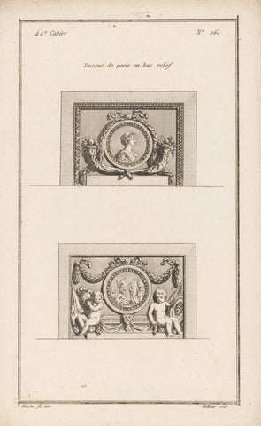 Medallions, horns of plenty and putti, Jean Pelletier, 1772 - 1779 Canvas Print