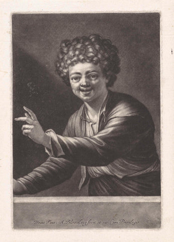 Laughing boy with curly hair, Abraham Bloteling, 1652 - 1690 Canvas Print