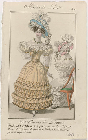 Petit Courrier des Dames, 1828, No. 581 : Chapeau de crèp (...), anonymous, 1828 Canvas Print