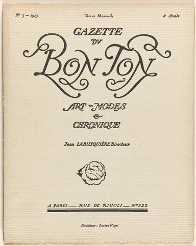 Gazette du Bon Ton. Art - Modes & Frivolités, No. 3 - 1923, 6e Année, Lucien Vogel, 1923 Canvas Print