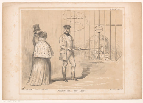 Cartoon with queen Victoria at the lion cage, John Doyle, 1847 Canvas Print