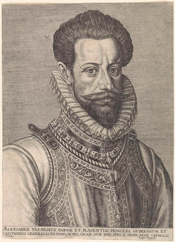 Portrait of Alessandro Farnese, Duke of Parma, Crispijn van de Passe (I), 1580 - 1588 Canvas Print