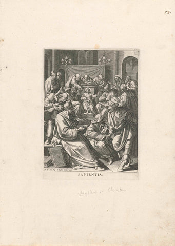 Christ in the midst of the teachers: wisdom, Johann Sadeler (I), 1585 - 1588 Canvas Print