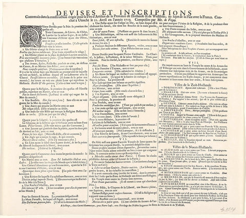 Text sheet accompanying the print of the fireworks at the celebration of the Treaty of Utrecht, 1713, de Vrigny, 1713 Canvas Print
