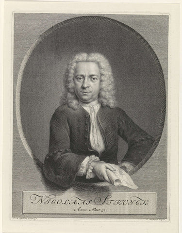 Portrait of Nicolaas Struyck, Jacob Houbraken, 1738 - 1780 Canvas Print