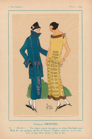 Très Parisien, 1923, No. 9: 11. - BIARRITZ. - Very elegant costume..., anonymous, 1923 Canvas Print