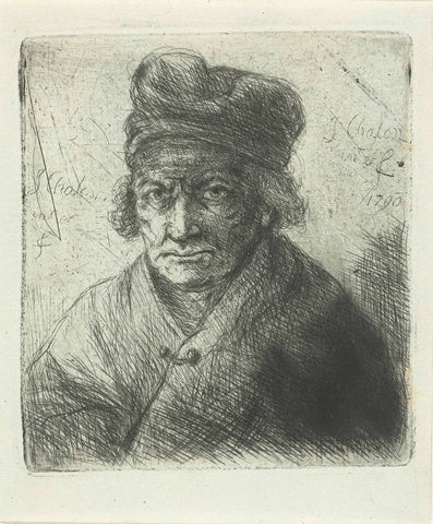 Old man in hat, Jan Chalon, 1790 Canvas Print