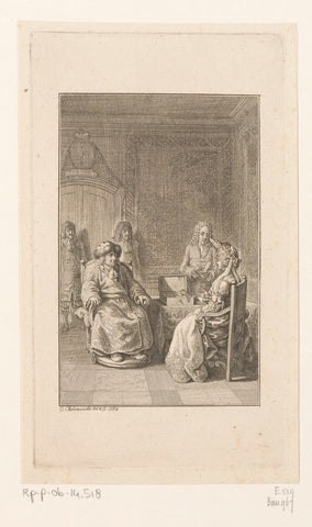 Friedrich Wilhelm in its wheelchair beside the crown jewels, Daniel Nikolaus Chodowiecki, 1784 Canvas Print