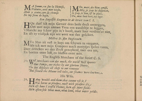 Quatrains at performances of an English merchant and his wife, Crispijn van de Passe (II), 1641 Canvas Print