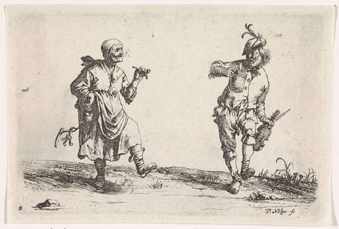 Dancing farmer and farmer's queen, Pieter Nolpe, 1623 - 1653 Canvas Print