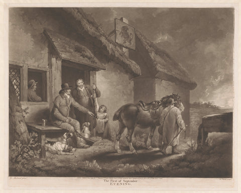 Hunters and hunting dogs with their loot at an inn, William Ward, 1794 Canvas Print