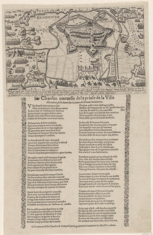 Siege of Eindhoven with song, anonymous, 1583 - 1615 Canvas Print