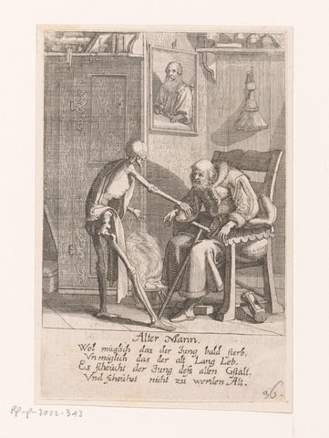 Old man and Death, Rudolph Meyer, 1650 Canvas Print