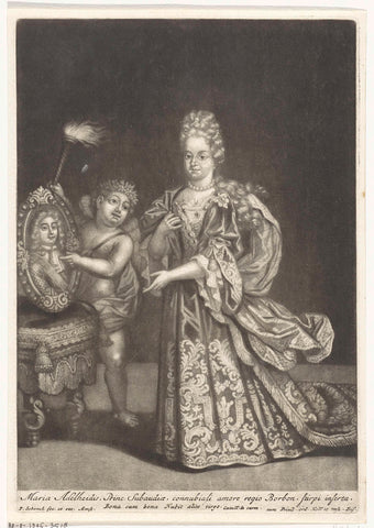 Portrait of Maria Adelaide of Savoy, Duchess of Burgundy, Pieter Schenk (I), 1670-1713 Canvas Print