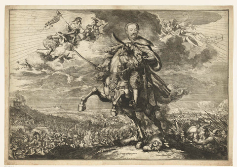 Portrait of John III, King of Poland, Grand Duke of Lithuania, on horseback, Romeyn de Hooghe, 1674 Canvas Print