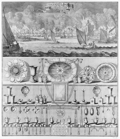 Lottery print for the benefit of Durgerdam after the great fire of 1687, anonymous, 1687 Canvas Print