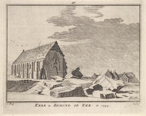 Ruins of the church at Egmond aan Zee, Hendrik Spilman, 1752 Canvas Print