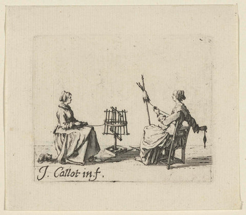 Yarn wind star and spinster, Jacques Callot, 1621 - 1625 Canvas Print