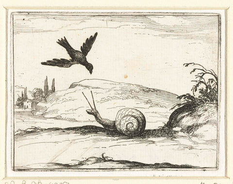 The snail and the raven, Jacques Callot, 1621 - 1635 Canvas Print