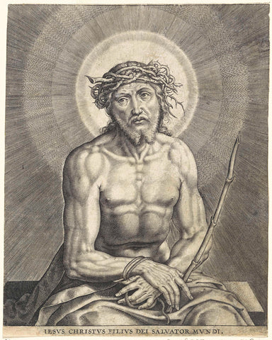 Christ with crown of thorns (Ecce Homo), Hieronymus Wierix, 1563 - before 1612 Canvas Print