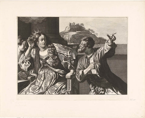 Queen Semiramis learns news of the Babylonian revolt, Jeremias Falck, 1655 - 1677 Canvas Print