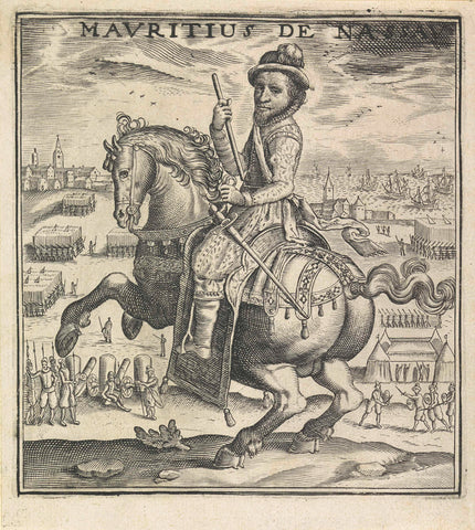 Equestrian portrait of Maurice, Prince of Orange, anonymous, 1600 - 1699 Canvas Print