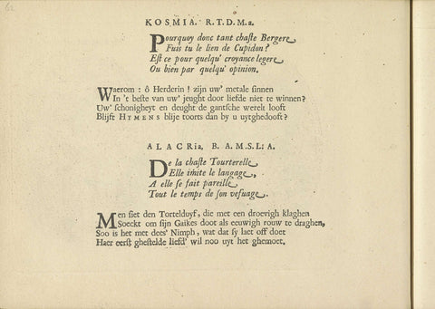 Quatrains in the performances of Kosmia R.T.D.M.a. and Alacria B. A.M.S.L.A., Crispijn van de Passe (II), 1640 Canvas Print