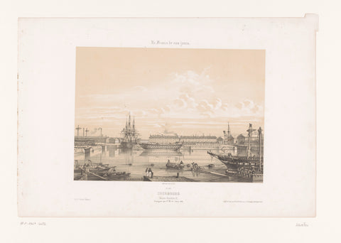 View of the Napoléon III Basin at the port of Cherbourg, Louis Lebreton, 1858 Canvas Print