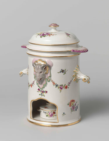 Heating stand with small tureen, Porseleinfabriek Ludwigsburg, c. 1770 - c. 1780 Canvas Print