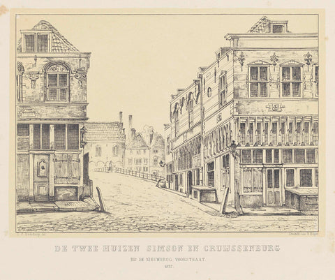 Two houses at the Newer Voorstraat in Dordrecht, Carel Frederik Bendorp (II), 1872 Canvas Print