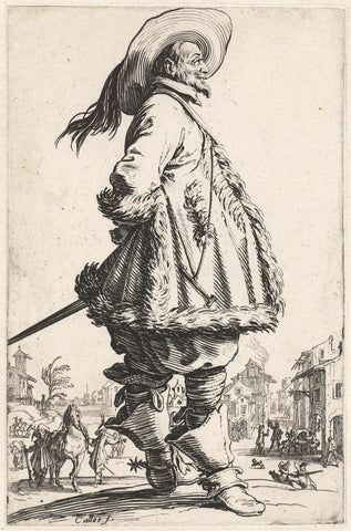 Rider with plumed hat, seen on the right side, Jacques Callot, 1620 - 1623 Canvas Print