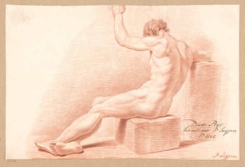 Seated male nude, seen on the back (3rd prize 1807), P. Luypen, 1807 Canvas Print