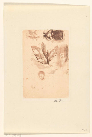 Sheet with sketches, Odilon Redon, 1922 Canvas Print