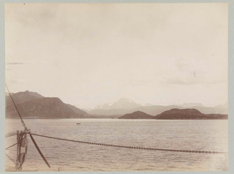 Norwegian mountain and sea landscape seen from a ship, Paul Güssfeldt (attributed to), 1889 Canvas Print