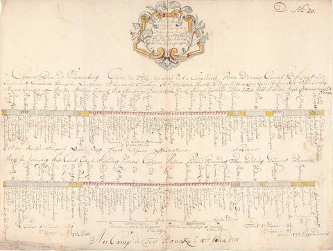 Order of battle of the Allied troops in the army camp at Terbank, 1708, Samuel Du Ry de Champdoré (possibly), 1708 Canvas Print