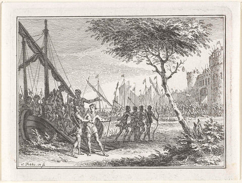 Inval van de Noormannen, 810, Simon Fokke, 1784 Canvas Print