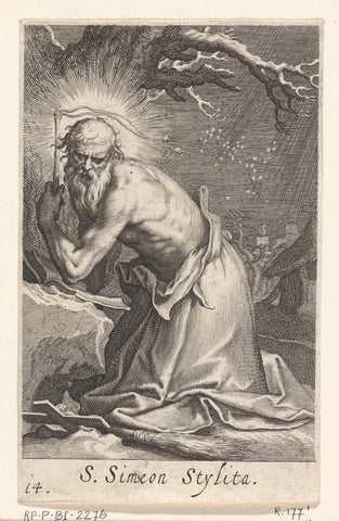 Saint Simeon Stylites the Elder as a hermit, Boetius Adamsz. Bolswert, 1619 Canvas Print