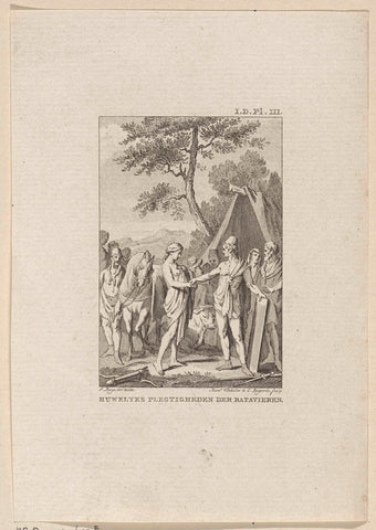 Huwelyks plegtigheden der Batavieren, Reinier Vinkeles (I), 1783 - 1795 Canvas Print