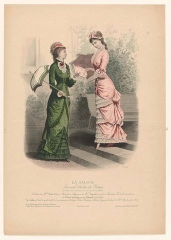 La Saison, Journal illustré des Dames, 1879, No. 560: Toilettes de Melles Vidal, (...), anonymous, 1879 Canvas Print