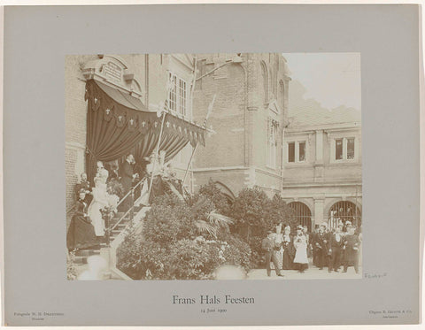 Queen Wilhelmina and Queen Mother Emma on the steps of the city hall of Haarlem during the Frans Hals Feesten on 14 June 1900, Willem Hendrik Dikkenberg, 1900 Canvas Print