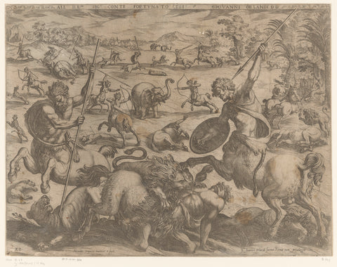 Battle between centaurs and various animals, Antonio Tempesta, 1565 - 1630 Canvas Print